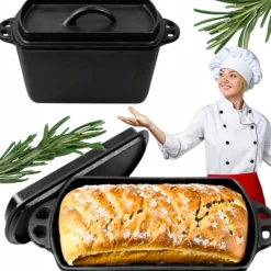 HAGE Forma żeliwna keksówka do ciasta chleba pasztetu 29 cm z pokrywką