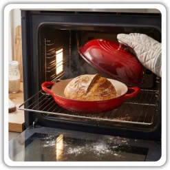 HAGE Garnek do pieczenia chleba 2 l żeliwny emaliowany 26 cm / czerwony