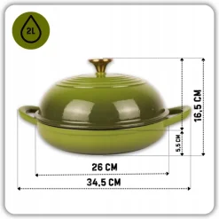HAGE Garnek do pieczenia chleba 2 l żeliwny emaliowany 26 cm / oliwkowy
