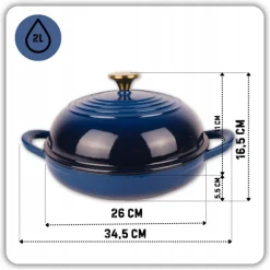 HAGE Garnek do pieczenia chleba 2 l żeliwny emaliowany 26 cm / niebieski