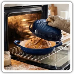 HAGE Garnek do pieczenia chleba 2 l żeliwny emaliowany 26 cm / niebieski