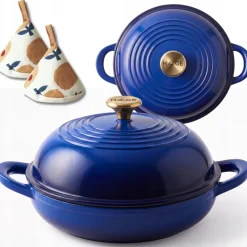 HAGE Garnek do pieczenia chleba 2 l żeliwny emaliowany 26 cm / niebieski