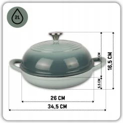 HAGE Garnek do pieczenia chleba 2 l żeliwny emaliowany 26 cm / sól morska