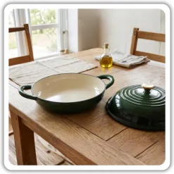HAGE Garnek do pieczenia chleba 2 l żeliwny emaliowany 26 cm / butelkowa zieleń