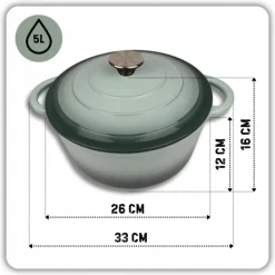 HAGE Garnek żeliwny emaliowany 5 l z pokrywką 26 cm sól morska