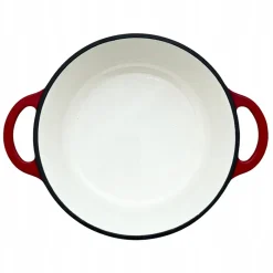 HAGE Garnek żeliwny emaliowany 3 l z pokrywką 22 cm czerwony