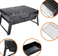HAGE Grill przenośny węglowy kompaktowy 35x27x20 cm w walizce stalowy