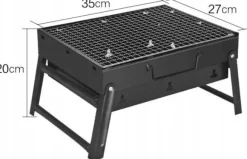 HAGE Grill przenośny węglowy kompaktowy 35x27x20 cm w walizce stalowy