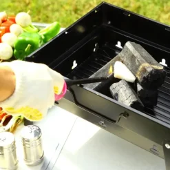 HAGE Grill przenośny węglowy kompaktowy 35x27x20 cm w walizce stalowy