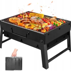 HAGE Grill przenośny węglowy kompaktowy 35x27x20 cm w walizce stalowy