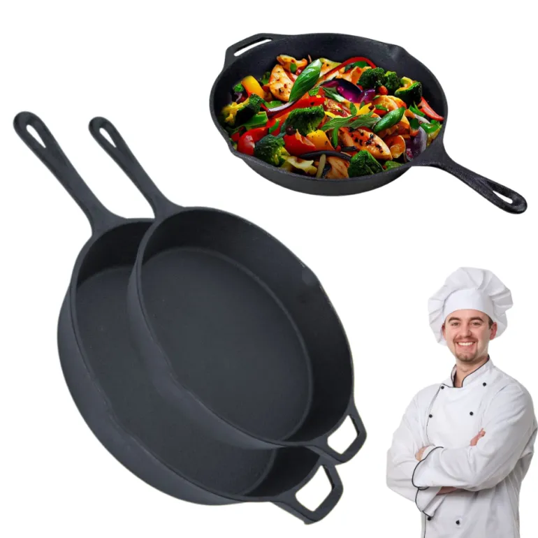 HAGE Komplet 2 Patelnie żeliwne 26,5/31 cm z uchem Cast Iron