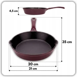 HAGE Patelnia żeliwna 20 cm / bakłażanowa