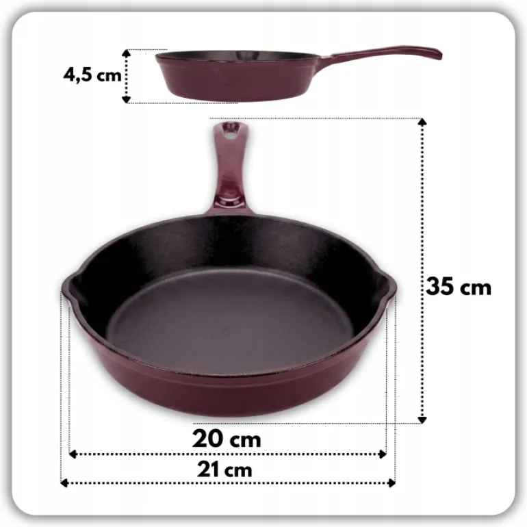 HAGE Patelnia żeliwna 20 cm / bakłażanowa