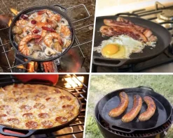 HAGE Patelnia forma na grilla ognisko do pizzy 30 cm / żeliwo