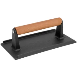 HAGE Prasa do burgerów żeliwna prostokątna 10x20 cm drewniany uchwyt