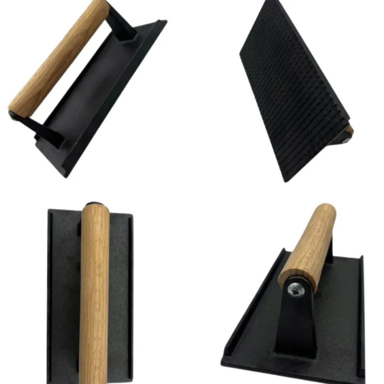 HAGE Prasa do burgerów żeliwna prostokątna 10x20 cm drewniany uchwyt