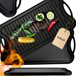HAGE Płyta patelnia żeliwna grillowa 51x26 cm dwustronna
