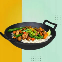 HAGE Wok żeliwny 36 cm dwa uchwyty Cast Iron