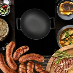 HAGE Wok żeliwny 31 cm dwa uchwyty Cast Iron