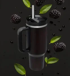 IMCHEX | BLACK | Kubek termiczny 1200 ml ze słomką