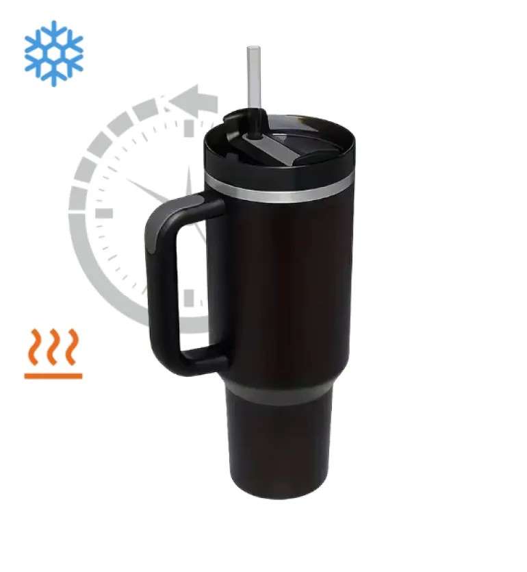 IMCHEX | BLACK | Kubek termiczny 1200 ml ze słomką + 10 szklanych słomek