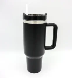 IMCHEX | BLACK | Kubek termiczny 1200 ml ze słomką + 10 szklanych słomek