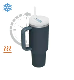 IMCHEX | CHARCOAL | Kubek termiczny 1200 ml ze słomką + 10 szklanych słomek