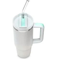 IMCHEX | CREAM | Kubek termiczny 1200 ml ze słomką + 10 szklanych słomek