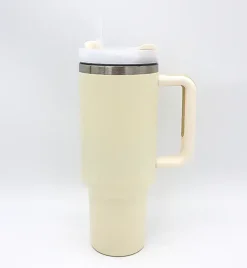 IMCHEX | CREAM | Kubek termiczny 1200 ml ze słomką + 10 szklanych słomek