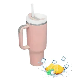 IMCHEX | PINK DUSK | Kubek termiczny 1200 ml ze słomką + 10 szklanych słomek