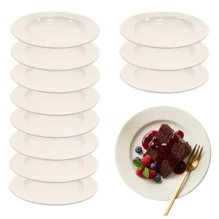 KAIA HOME AURA II Talerz deserowy 17 cm / 12 sztuk ceramika ecru