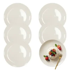 KAIA HOME AURA Talerz deserowy 20,5 cm / 18 sztuk ceramika ecru