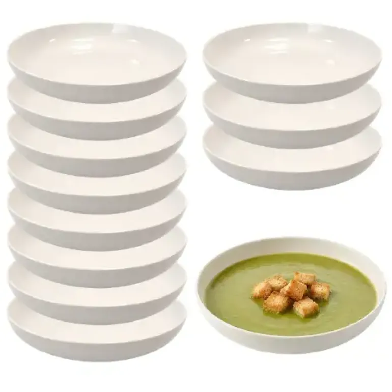 KAIA HOME AURA Talerz głęboki 21,5 cm / 12 sztuk ceramika ecru