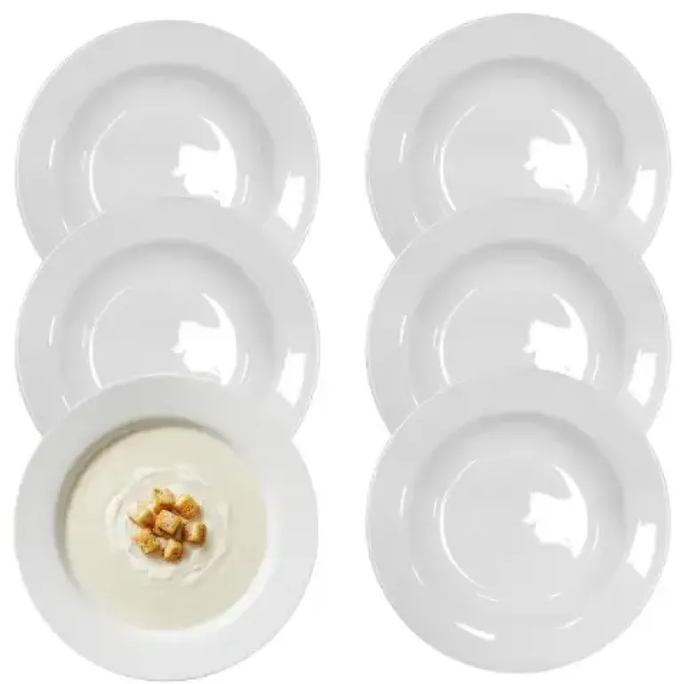 KAIA HOME BASIC Talerz głęboki 22 cm / 18 sztuk biała ceramika