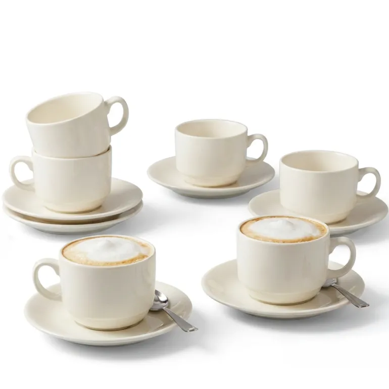 KAIA HOME Komplet 6x Filiżanka 200 ml ze spodkiem 14 cm
