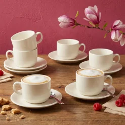 KAIA HOME Komplet 6x Filiżanka 200 ml ze spodkiem 14 cm