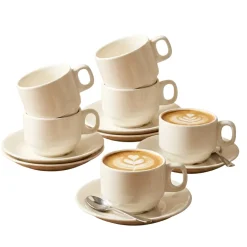 KAIA HOME Komplet 6x Filiżanka 220 ml ze spodkiem 14,5 cm
