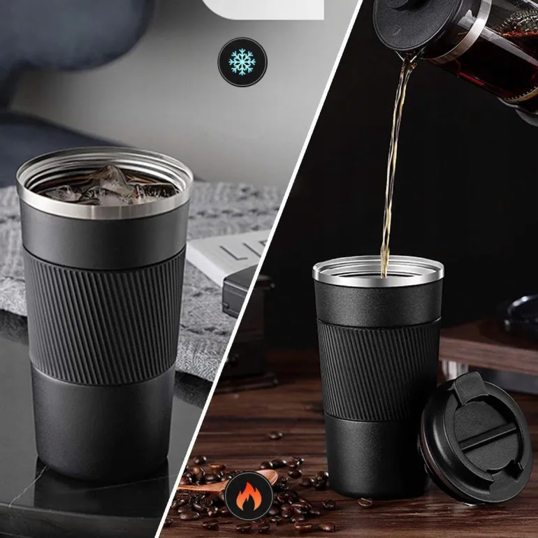 KAIA HOME | Kubek termiczny 510 ml antypoślizgowy / czarny