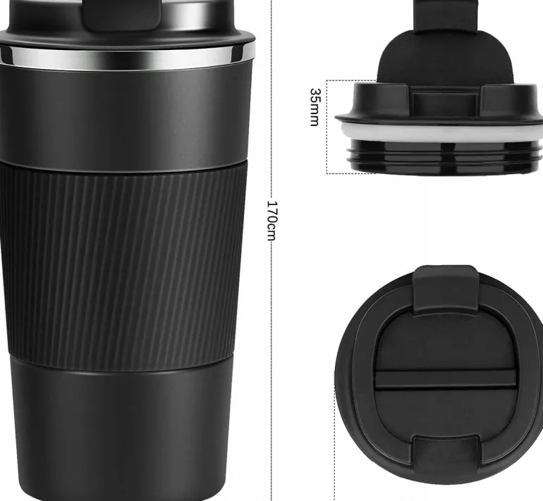 KAIA HOME | Kubek termiczny 510 ml antypoślizgowy / czarny