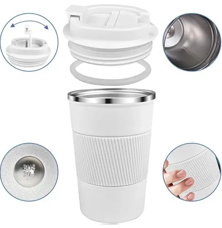 KAIA HOME | Kubek termiczny 380 ml antypoślizgowy / biały