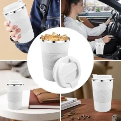 KAIA HOME | Kubek termiczny 380 ml antypoślizgowy / biały