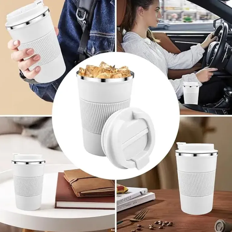 KAIA HOME | Kubek termiczny 380 ml antypoślizgowy / biały