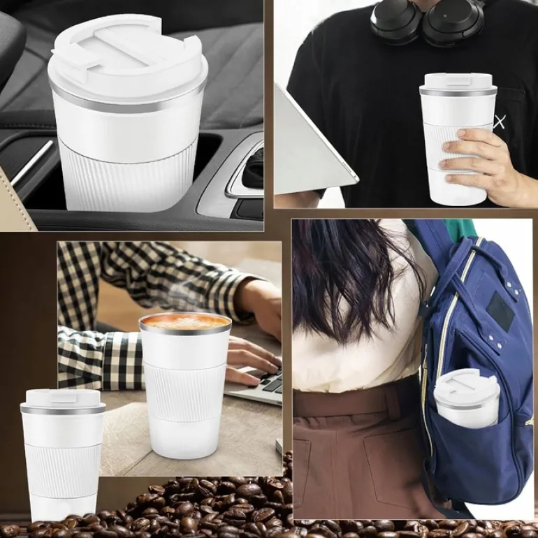 KAIA HOME | Kubek termiczny 510 ml antypoślizgowy / biały