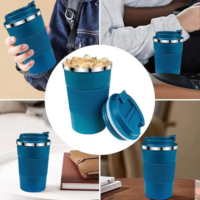 KAIA HOME | Kubek termiczny 380 ml antypoślizgowy / niebieski
