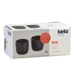 KELA BOB Kieliszki do jajek 2 szt. / ciemnoszare / porcelana / FreeForm