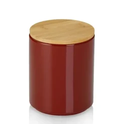 KELA | Cady | pojemnik kuchenny, ceramika/bambus, 1,0 l, śred. 12 x 15 cm, czerwony