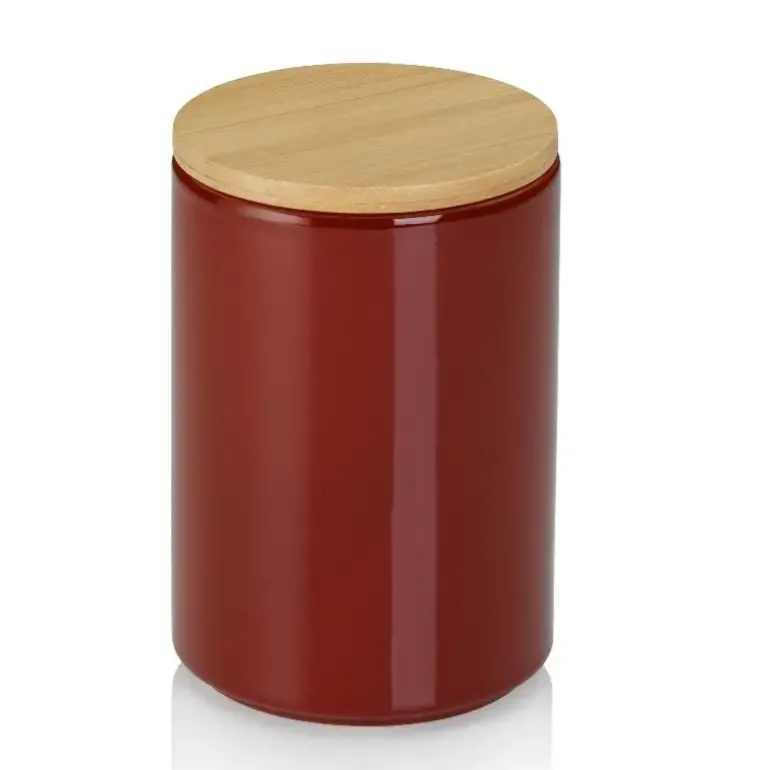 KELA | Cady | pojemnik kuchenny, ceramika/bambus, 0,7 l, śred. 10 x 15 cm, czerwony