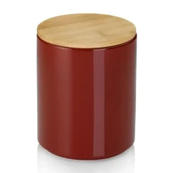KELA | Cady | pojemnik kuchenny, ceramika/bambus, 1,7 l, śred. 14 x 17,5 cm, czerwony