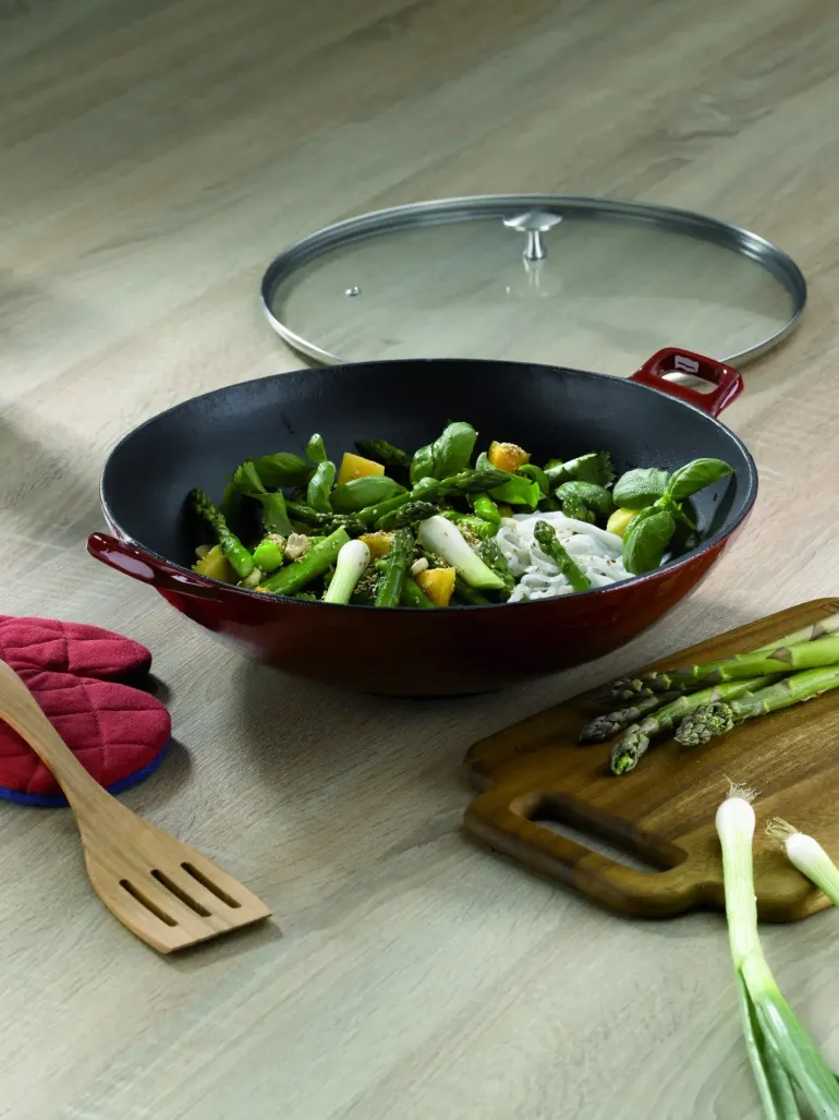 KELA CALIDO Wok ⌀ 36 cm ze szklaną pokrywą 4 l / żeliwo emaliowane