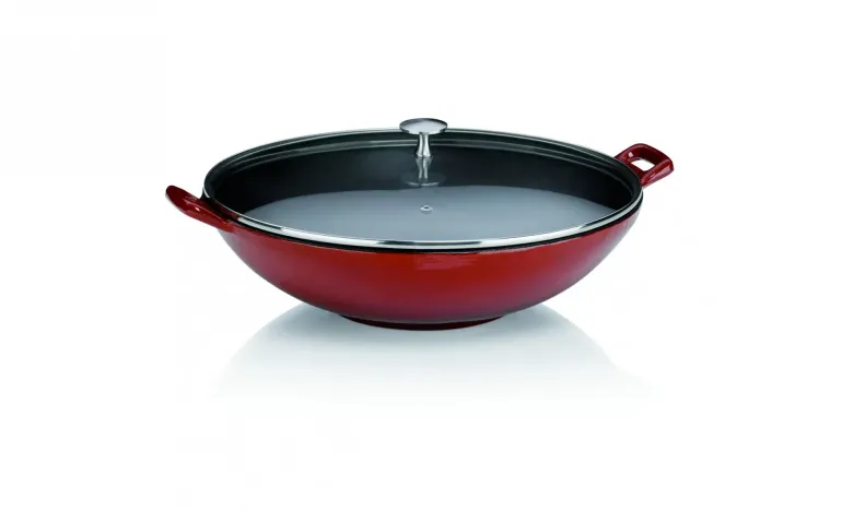 KELA CALIDO Wok ⌀ 36 cm ze szklaną pokrywą 4 l / żeliwo emaliowane